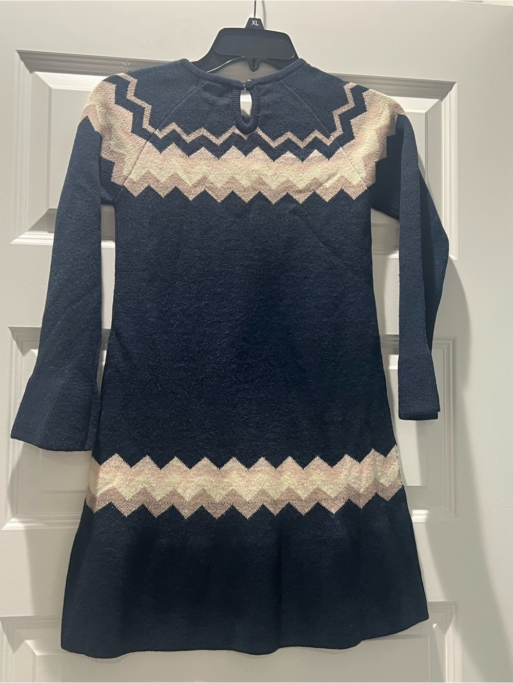 Imoga Girls Navy Chevron Knit Sweater Dress Size 10